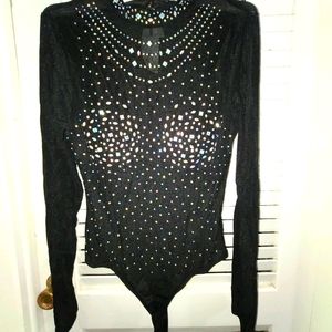 Sheer glitter body suit top